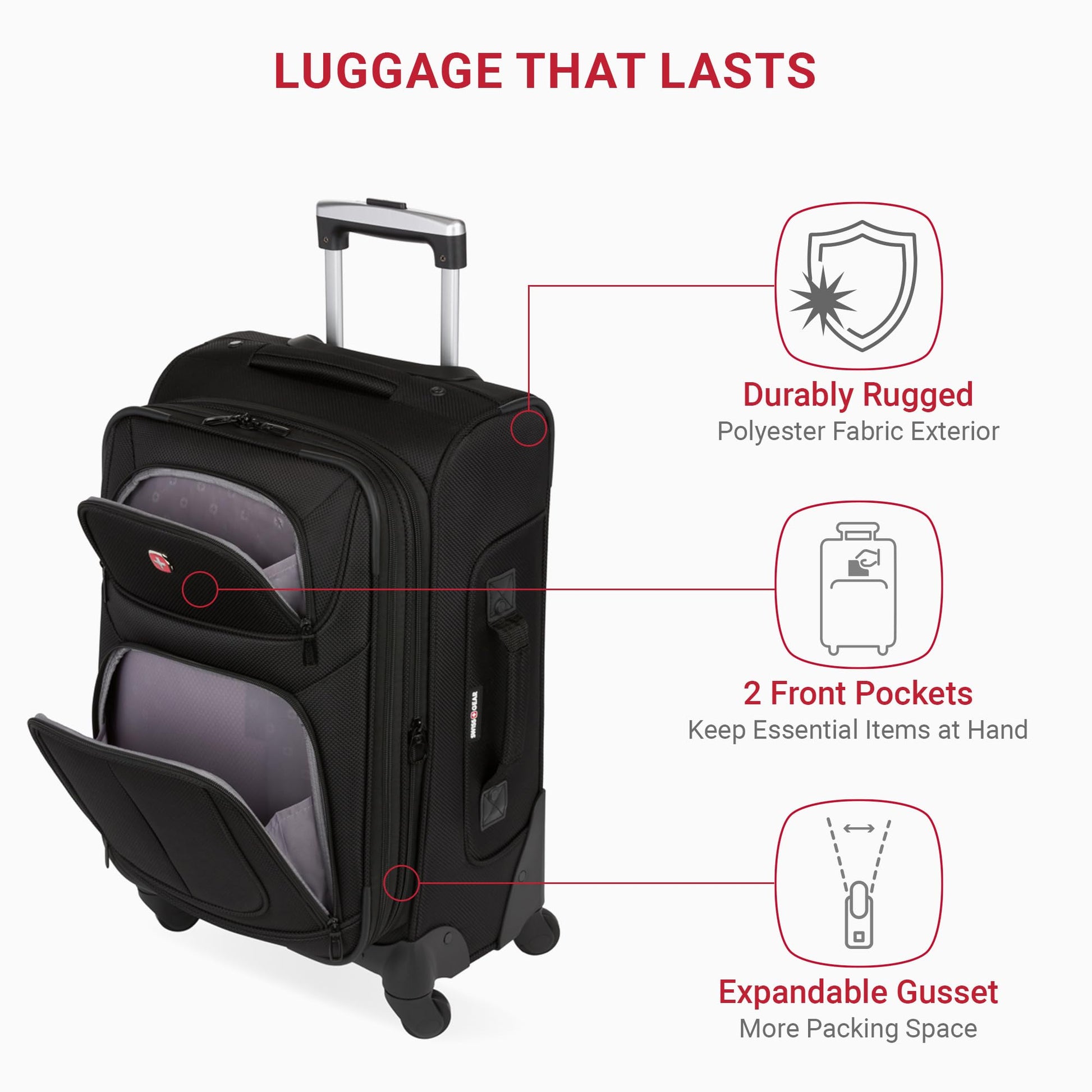 Equipaje Expandible SwissGear Sion Negro Carry-On 21 Pulgadas