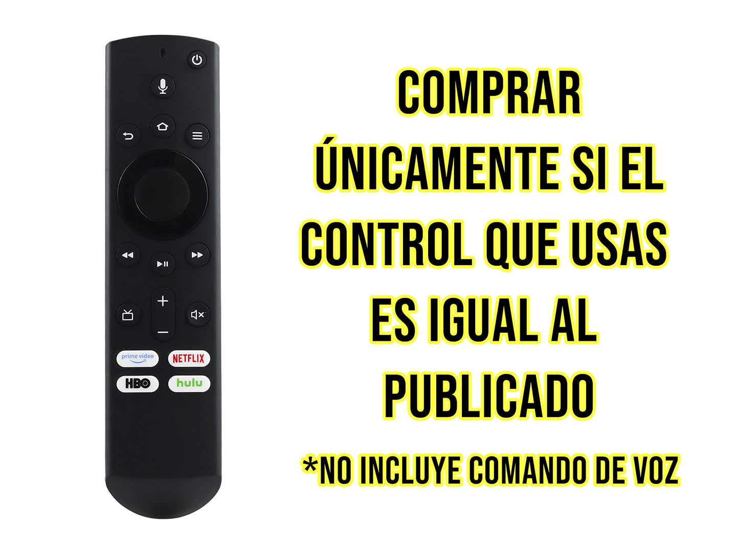 Control Compatible con Insignia NS-RCFNA-19 Toshiba CT-RC1US-19 Smart TV 4K