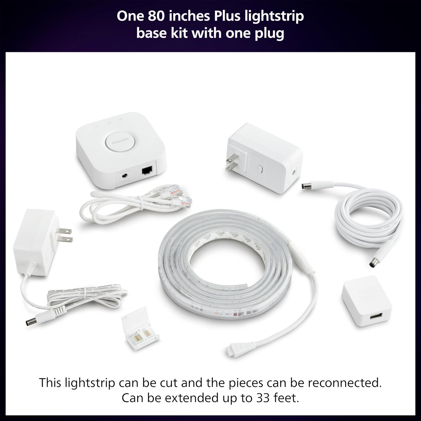 Kit de Inicio Philips Hue Tira de Luz WCA Interior 2 Metros con Hue Bridge