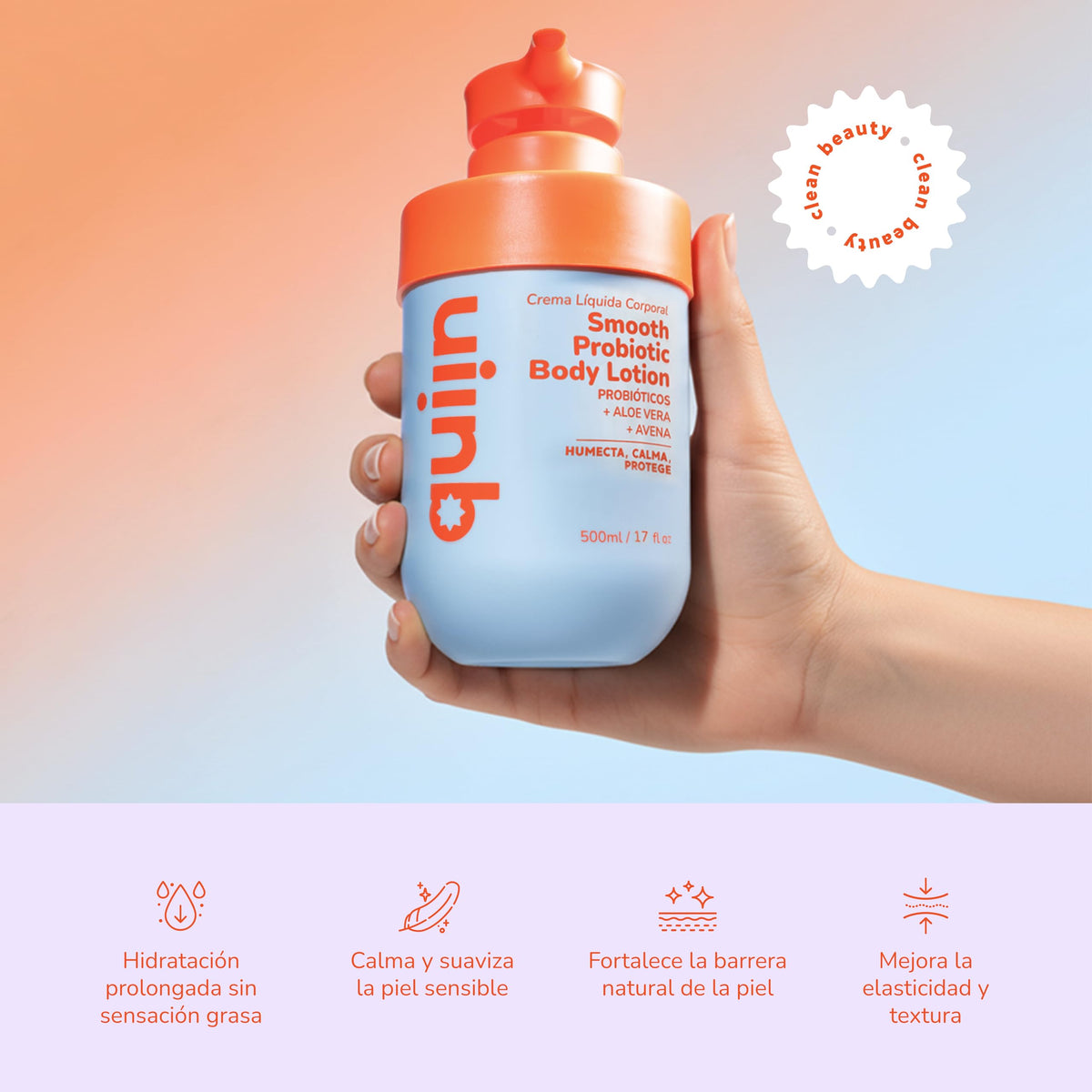 Quiin Smooth Probiotic Body Lotion Probióticos Avena y Aloe 500 ml