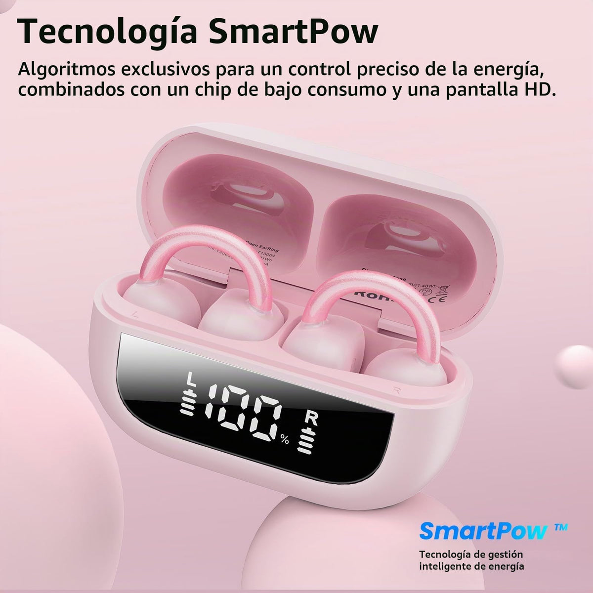 Auriculares Abiertos TOZO OpenEarRing Azul Ligero Bluetooth 5.4 40H
