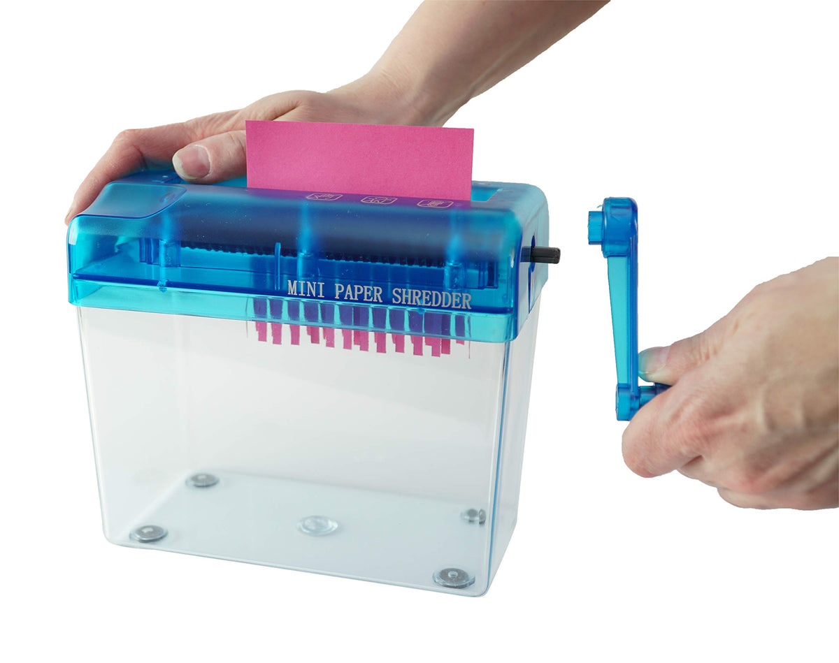 Trituradora HOME-X Azul con Manivela para Documentos de Papel