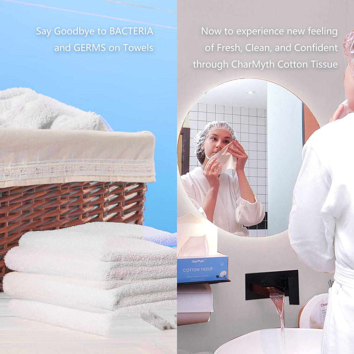 Charmyth - Pañuelos de algodón para cara sin perfume, suave, desechables, toallitas secas, toallitas secas para bebé para piel sensible, tela de algodón facial, 600 unidades