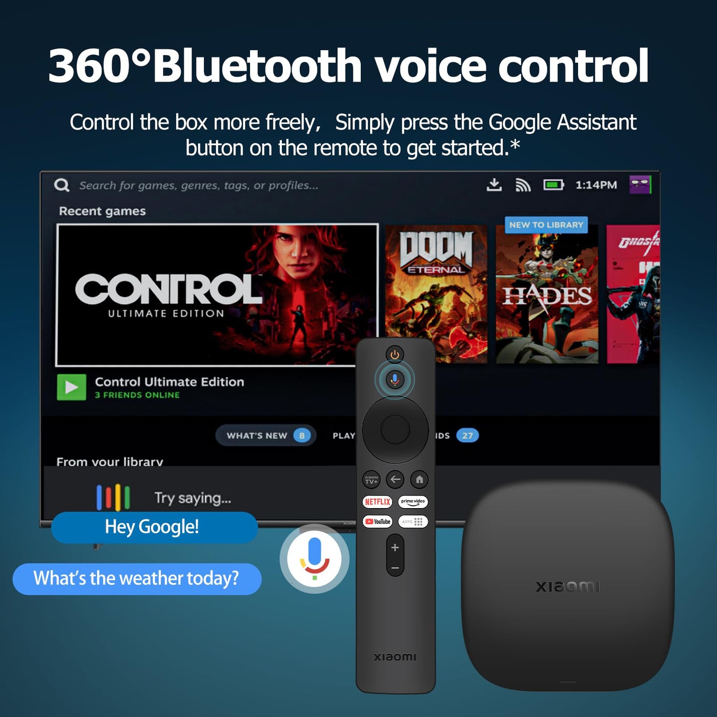 Xiaomi TV Box S 3rd Gen 4K UHD WiFi 6 Bluetooth 32GB Compatible con Google Voice Assistant