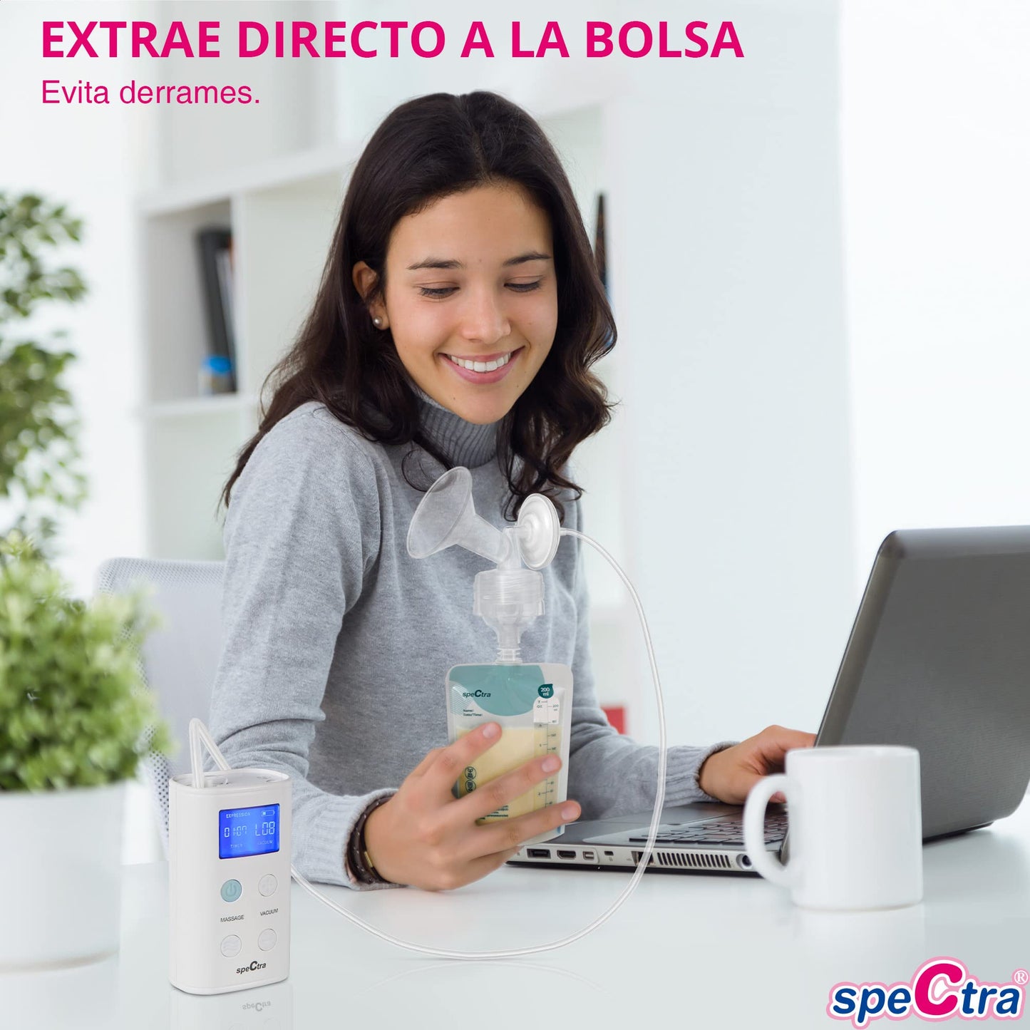 Kit de Bolsas de Almacenamiento Espectra Transparente Original para Leche Materna con Conector para Copa y Tetina