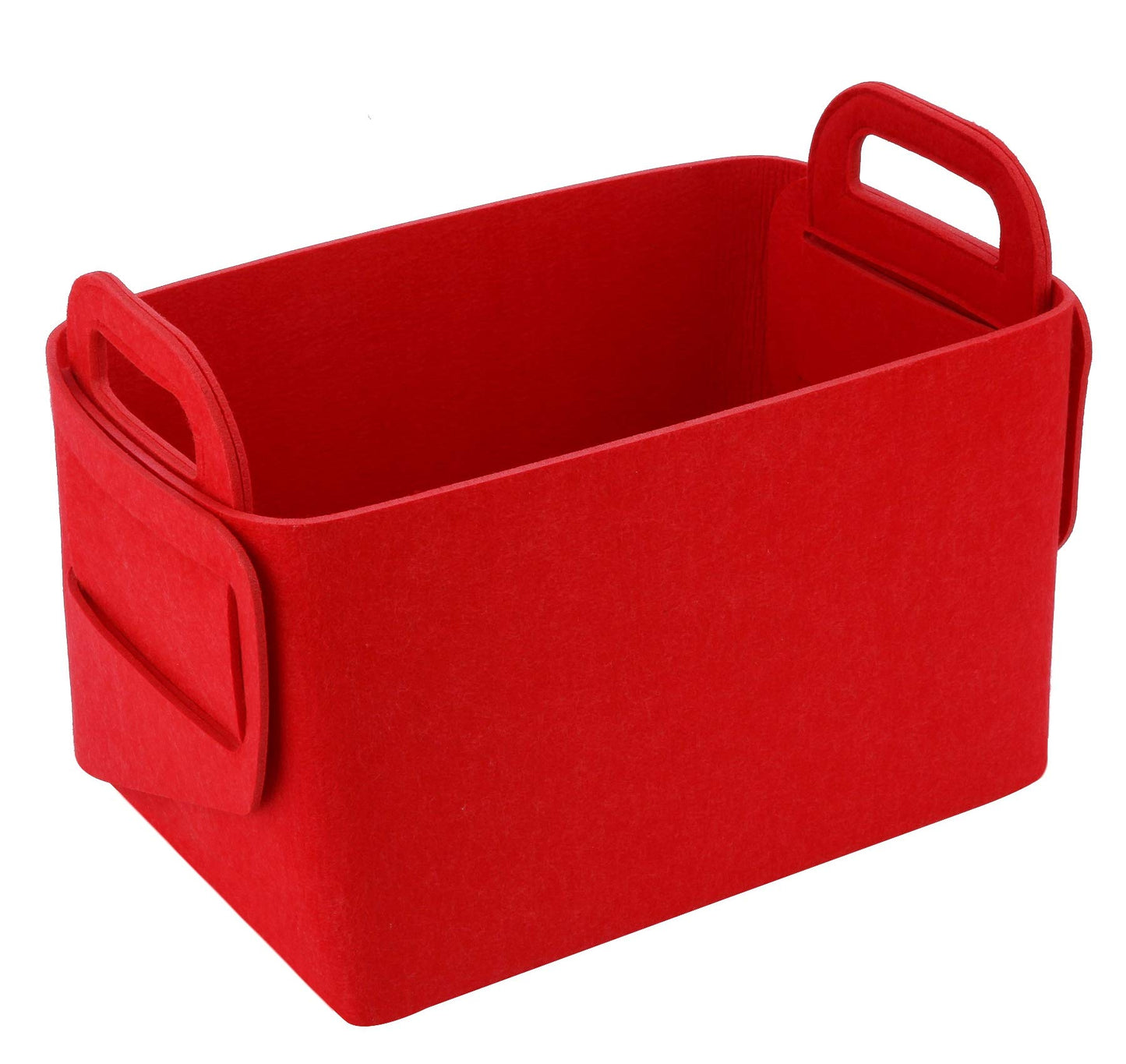 Minoisome - Cesta de almacenamiento de fieltro plegable y conveniente organizador de caja con asas de transporte para oficina, recámara, clóset, bebés, guardería, juguetes de lavandería (rojo, 15.7