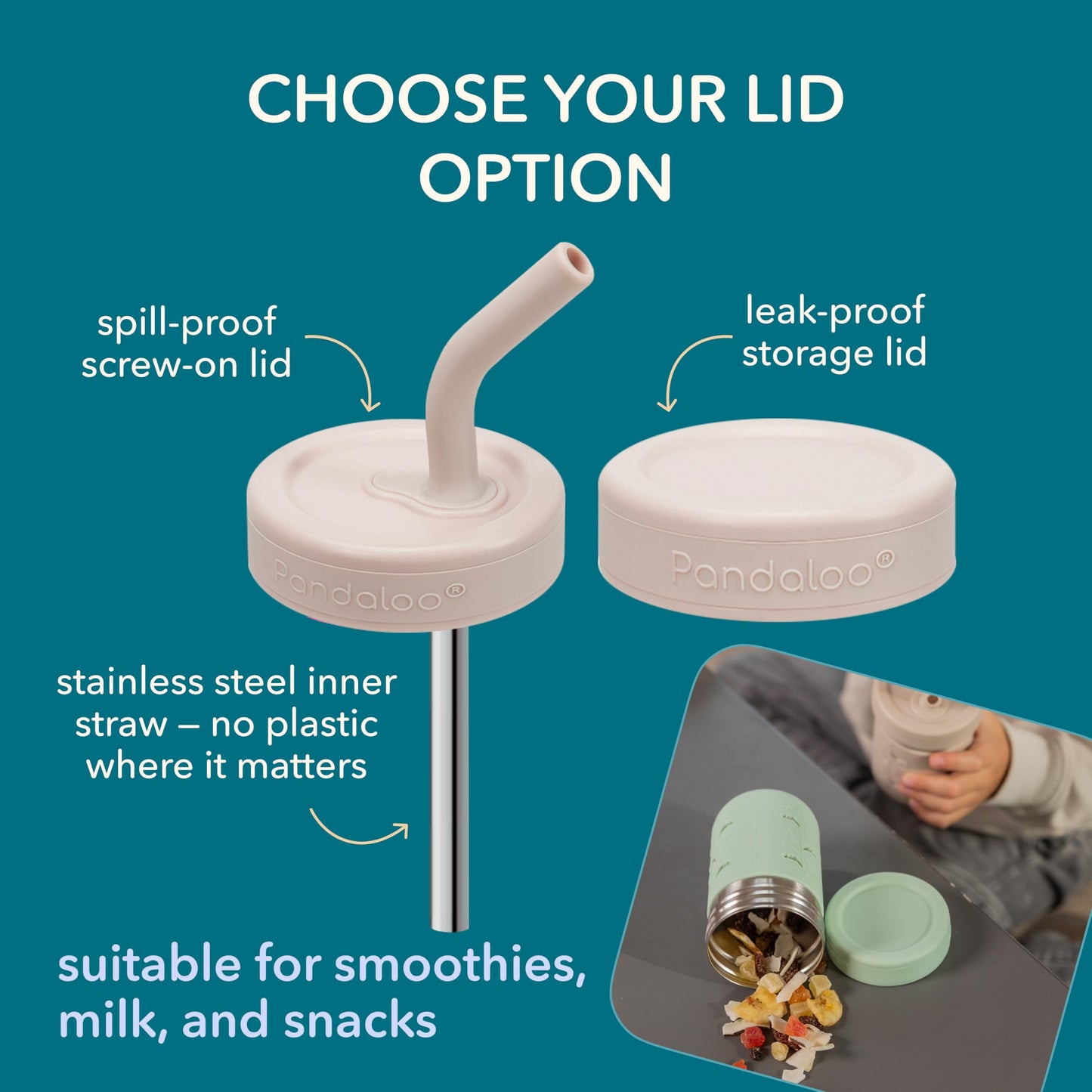 Pandaloo® Tazas de batido para niños - Vaso para niños pequeños de acero inoxidable con pajita, taza con popote para batidos - Sin BPA, tazas para refrigerio para niños pequeños, 10 oz