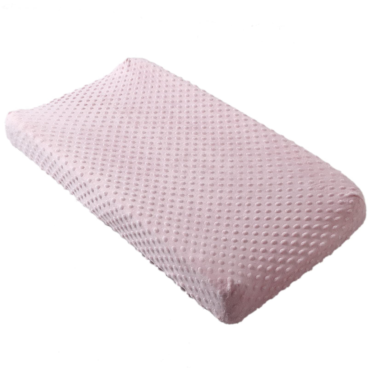 Funda para cambiador de pañales súper suave con lunares de visón transpirable para bebé niño y niña (rosa claro)