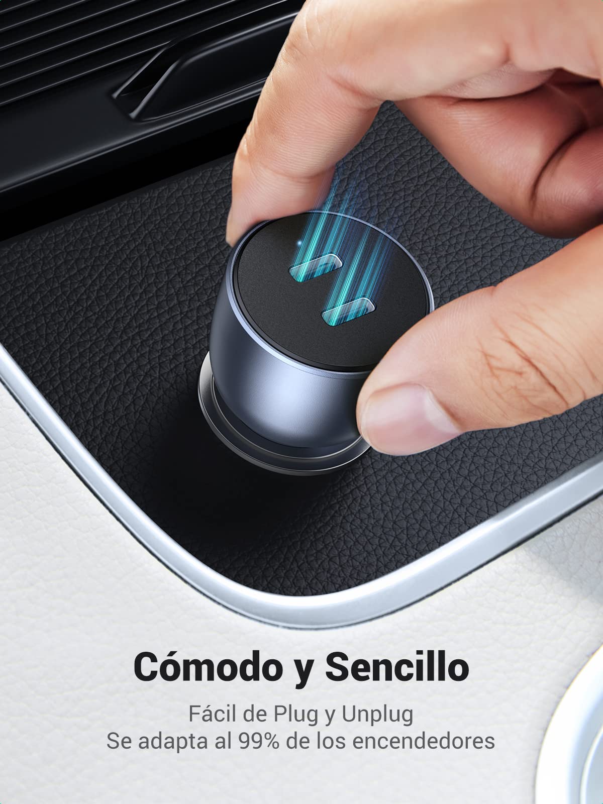 UGREEN 40W Cargador Auto USB C con 2 Puertos PD3.0 Carga Rápida, Tipo C Adaptador de Coche Compatible con iPhone 16/15/14/13/12, iPad Pro/Mini/Air, Galaxy S25/S24/S23/S23 Ultra/Note 20, Pixel 9/8/7