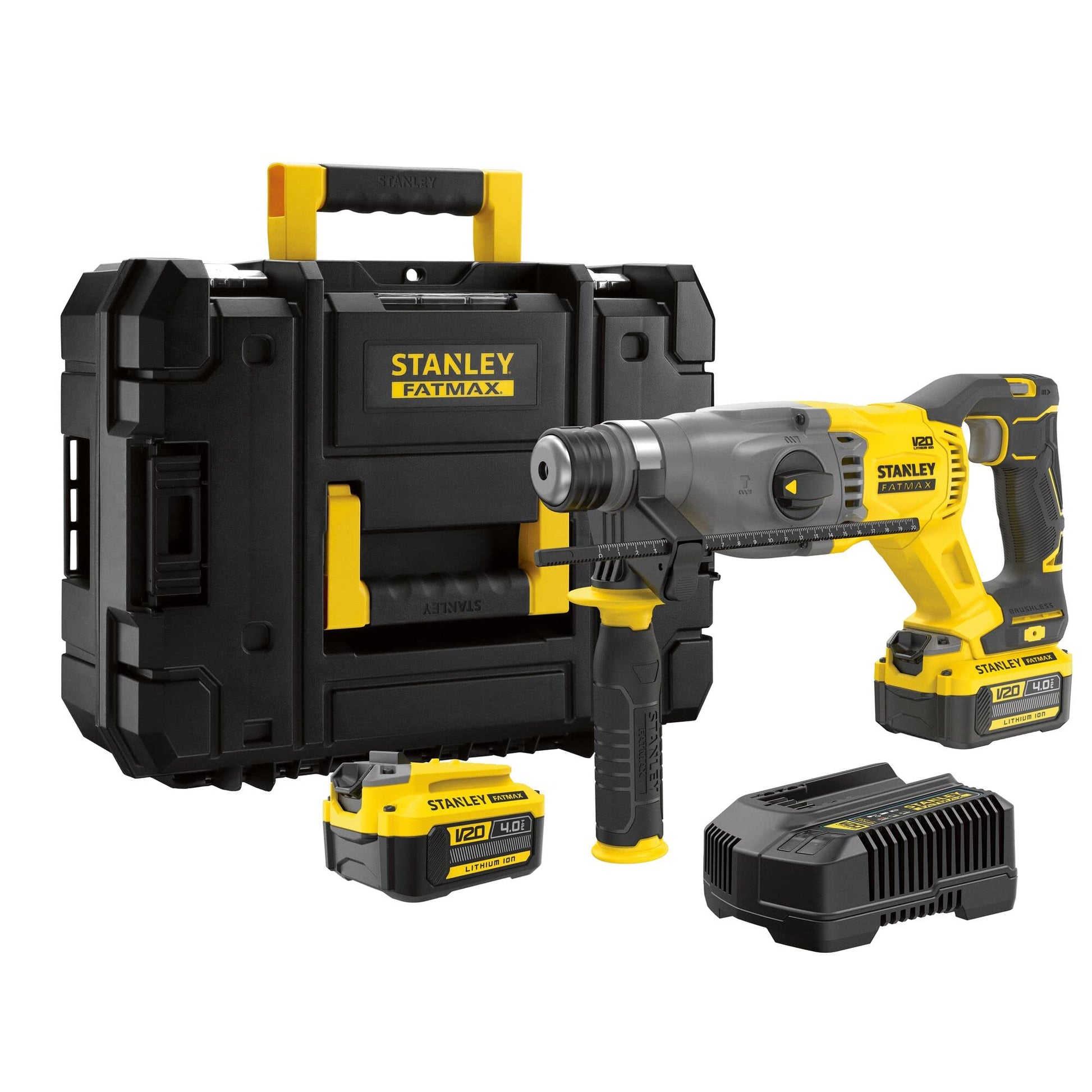 STANLEY Rotomartillo Inalámbrico 1-1/8" (22mm), Incluye Baterías, Cargador y Caja de Herramientas, SBH900M2K