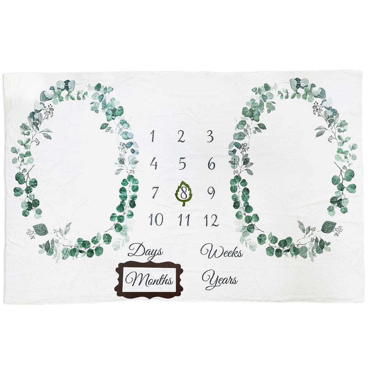 Vlokup - Manta para bebé con diseño de hito para niños y niñas, manta de franela de primera calidad para fotografía de fondo, corona neutra de hoja verde bohemia..
