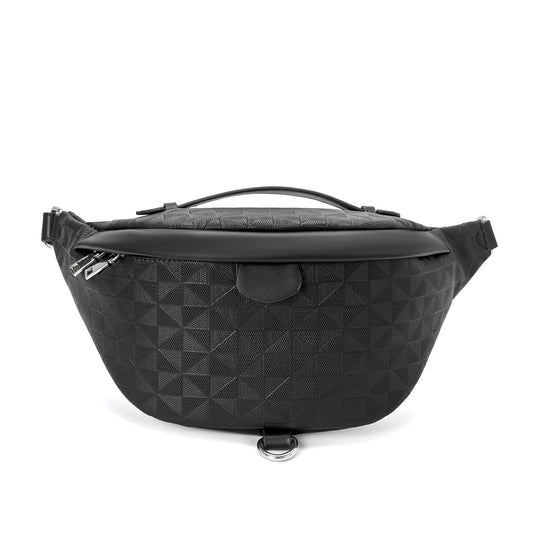 anck Riñonera bandolera para mujer, bolso bandolera para mujer, bolso pequeño en el pecho, riñonera a cuadros para mujer diseñador, moleteado Negro, Bolsa para cinturón