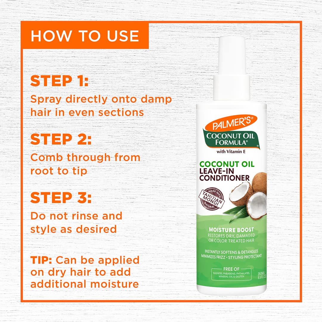 Palmer's Coconut Oil Formula Moisture Boost, Acondicionador Leave-In Sin Enjuague, Todo tipo de Cabello, 250ml