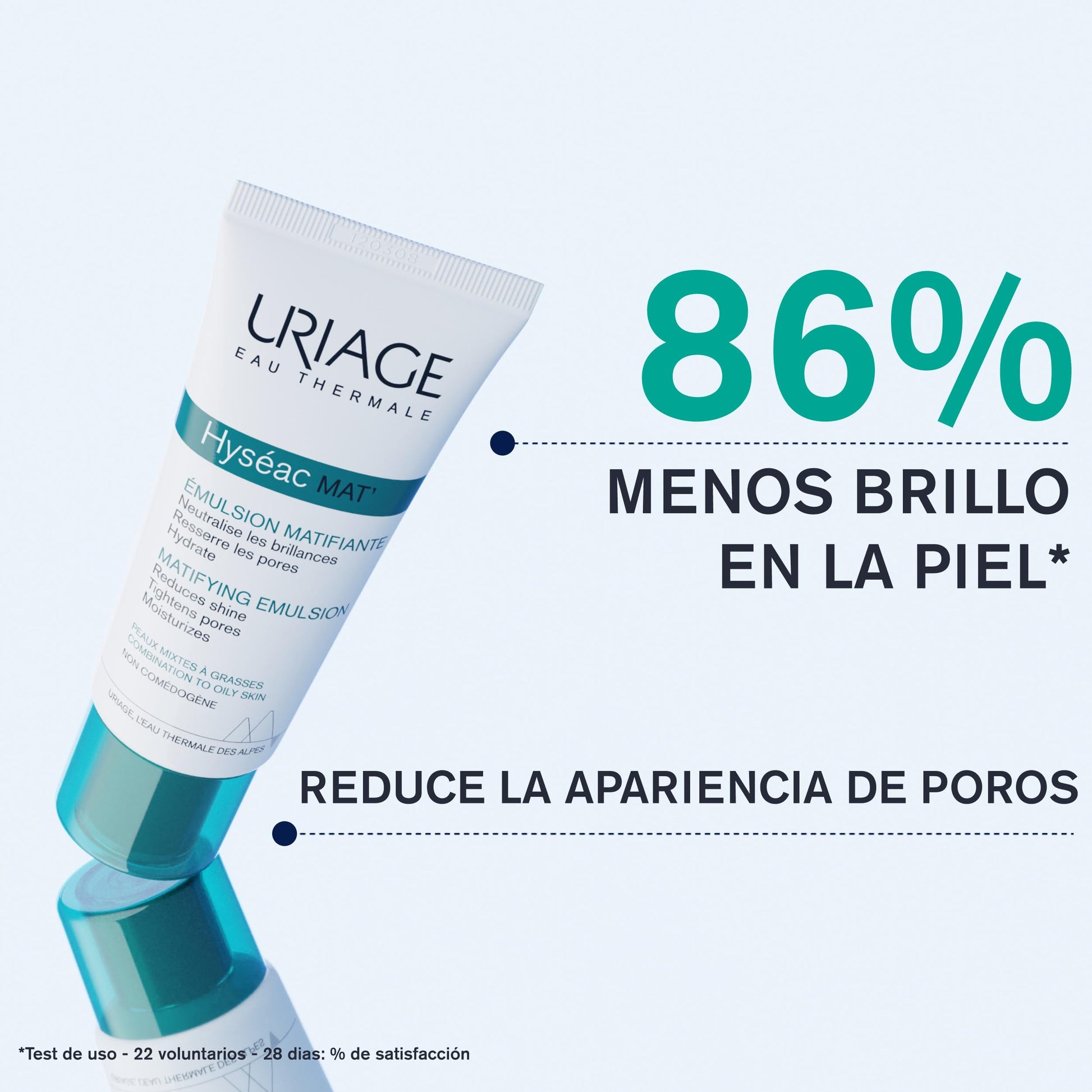 Uriage Hyseac Crema Facial Emulsión Matificante - Emulsión fluida-ligera, con efecto mate-aterciopelado - Para pieles mixtas a grasas - Controla los brillos, disminuye la apariencia de los poros y proporciona una hidratación duradera - No Comedogénico
