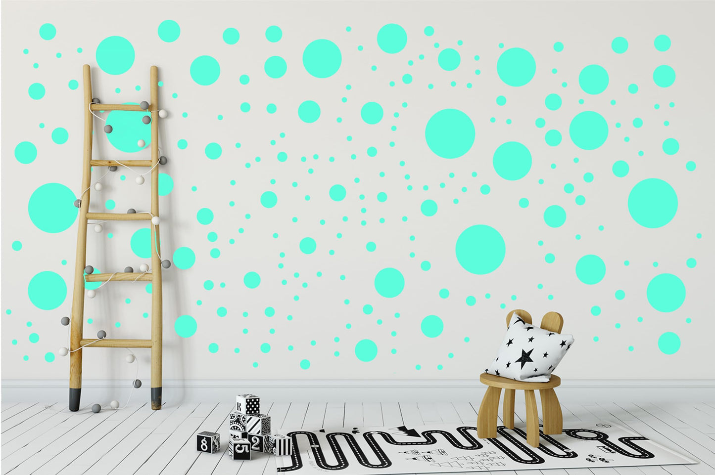 StickerDeen 500+ Calcomanías surtidas de lunares circulares para pared para recámara de niños, sala de estar, aula, cuarto de juegos, decoración. Adhesivos de vinilo extraíbles para pared con lunares