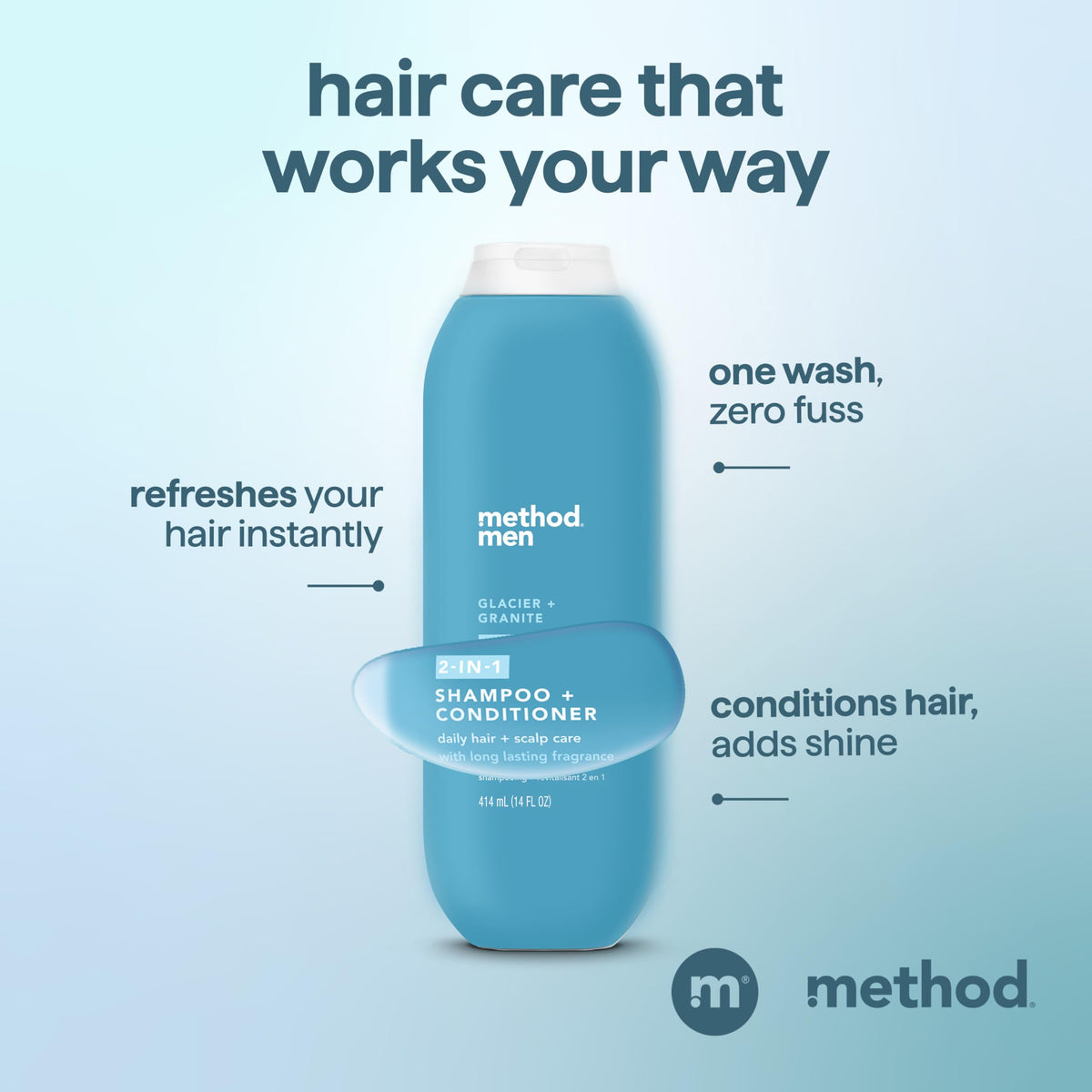 Champú y Acondicionador 2 en 1 Method Glaciar Granito para Hombres
