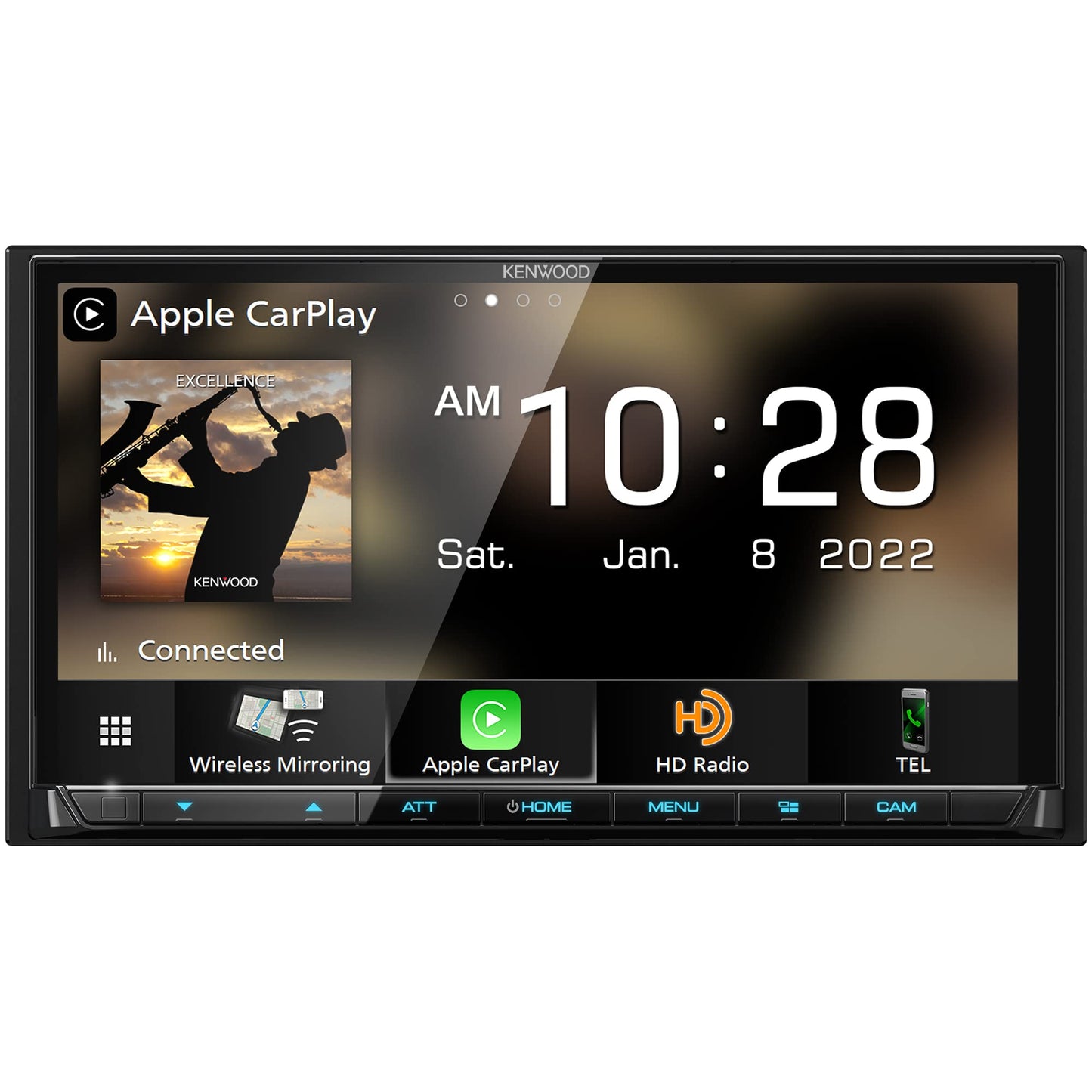 KENWOOD DMX908S EXCELON Receptor multimedia digital con visualización táctil LCD de 6.95 pulgadas, inalámbrico Apple CarPlay y Android Auto, doble din, radio AM/FM HD, Bluetooth, puerto USB, iDatalink