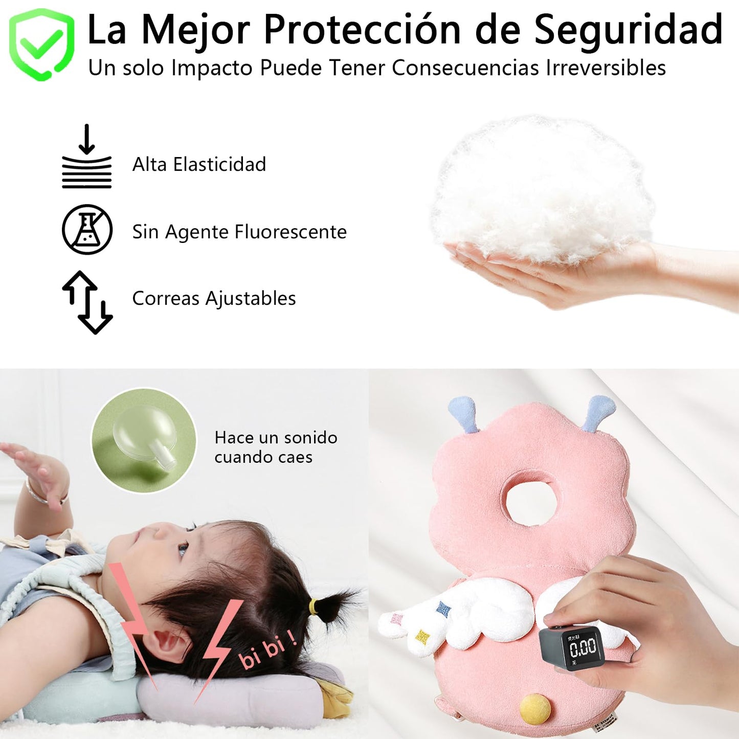 Mochila Protectora Elfo Rosa con Calcetines Antideslizantes y Rodilleras de Alta Elasticidad para Bebé