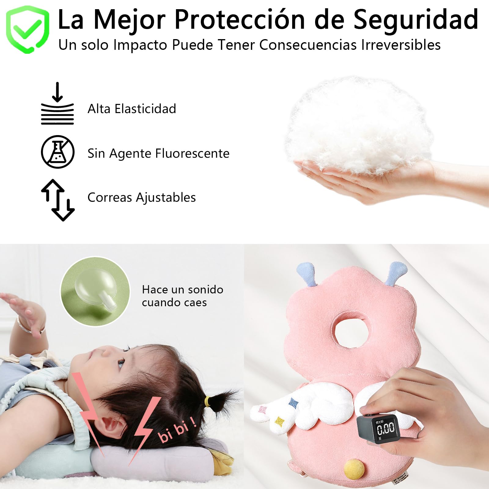 Mochila Protectora Elfo Rosa con Calcetines Antideslizantes y Rodilleras de Alta Elasticidad para Bebé