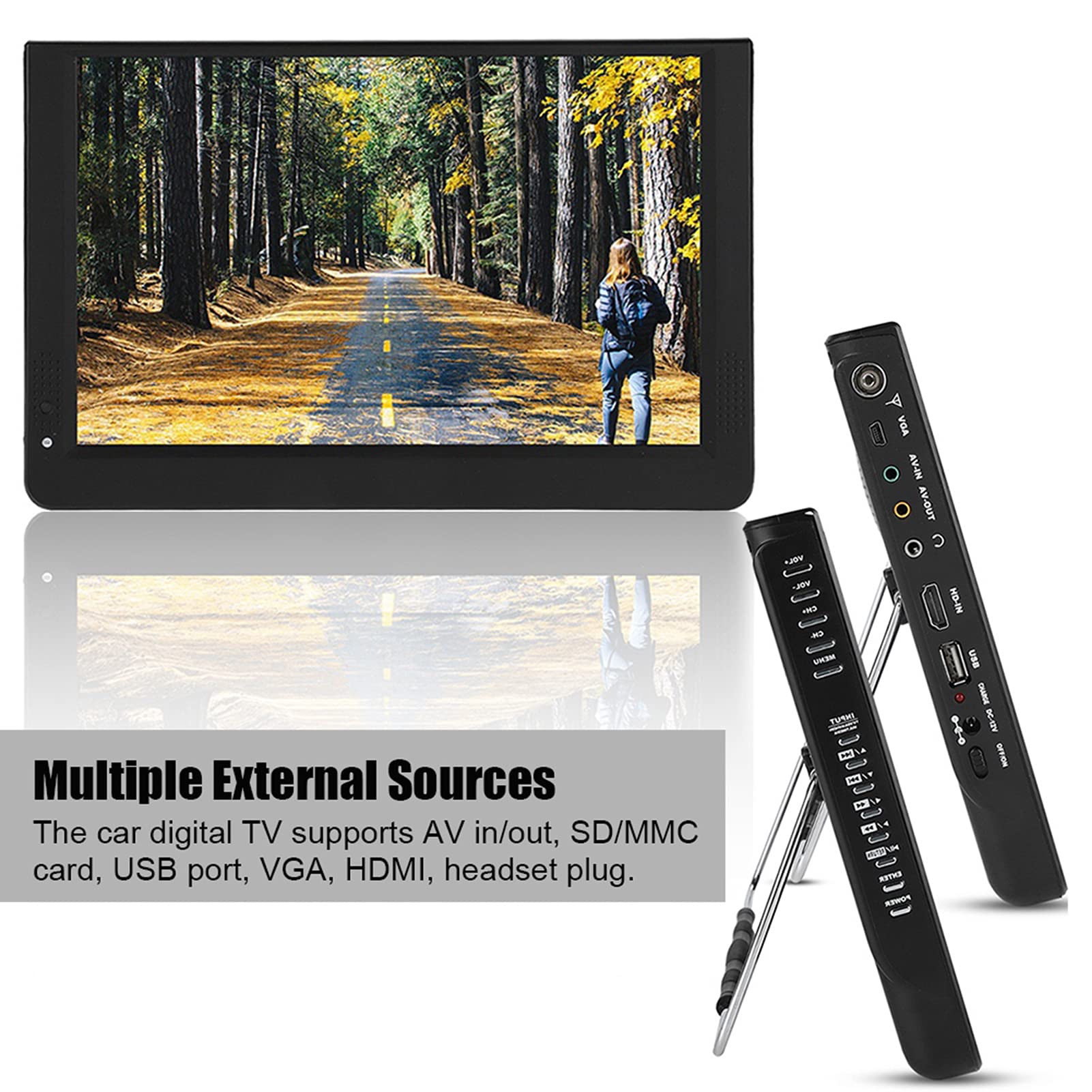 Dpofirs TV Portátil de 12 Pulgadas con Antena, TV Pequeña con TV Digital ATSC para Viajes en Coche de Camping, Televisión Digital de 1080P para Interiores Y Exteriores