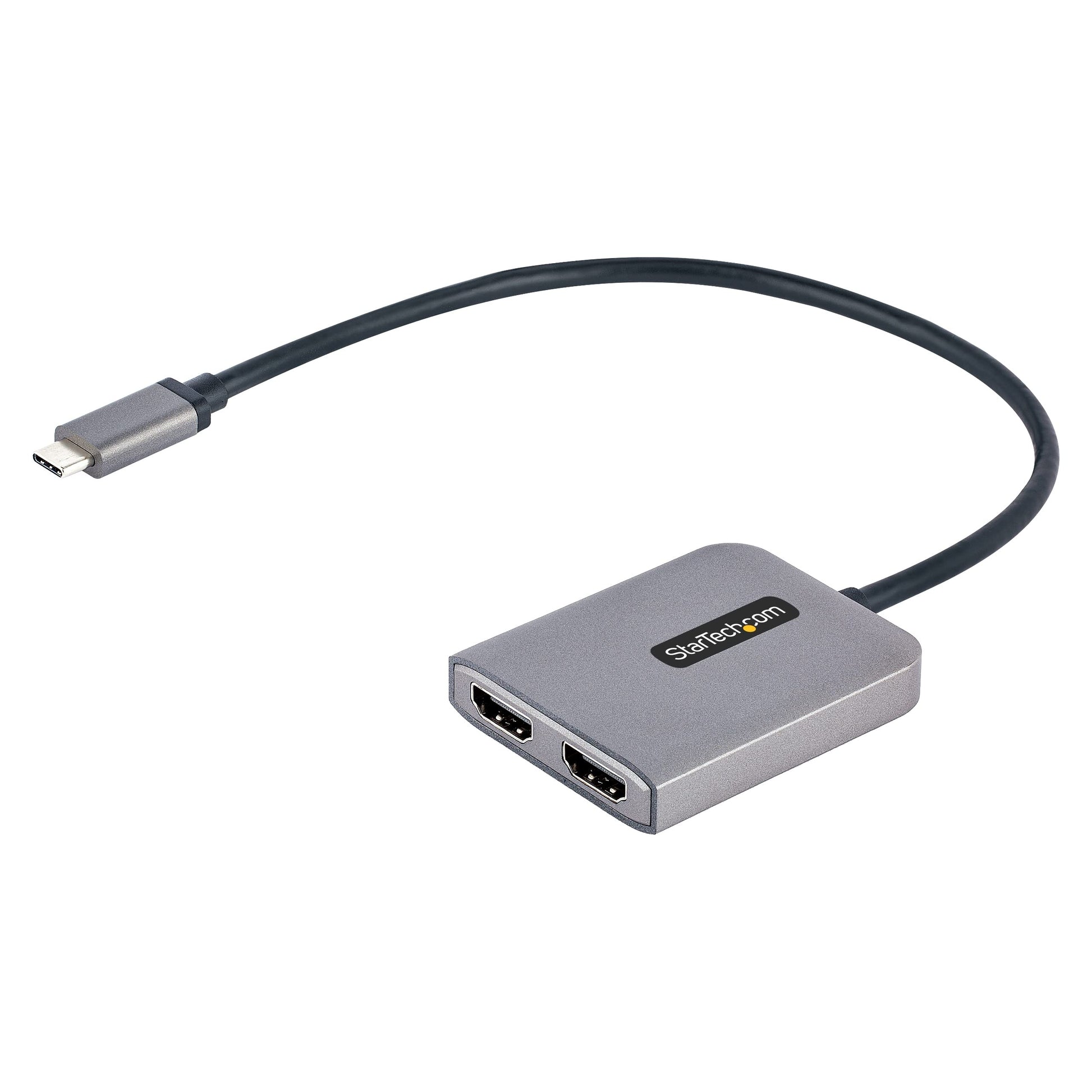 Adaptador USB-C a HDMI Dual StarTech.com Negro con Cable Extralargo Integrado para Notebook Solo Windows