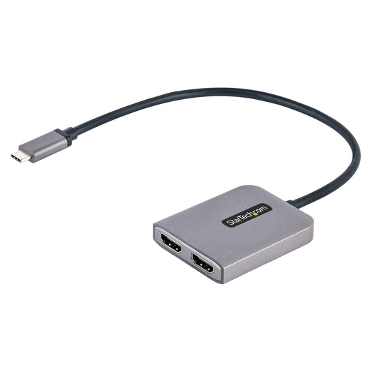Adaptador USB-C a HDMI Dual StarTech.com Negro con Cable Extralargo Integrado para Notebook Solo Windows