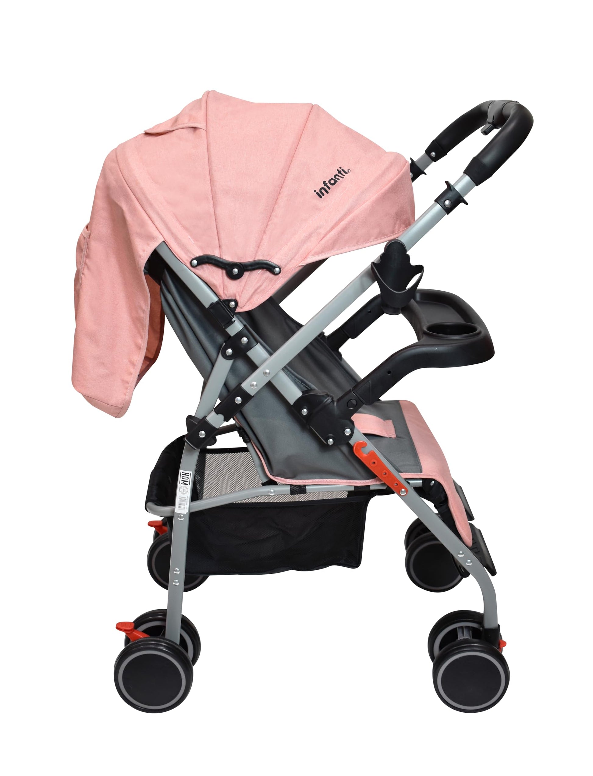 INFANTI | Carriola De Paseo Ivy | Con Mango Reversible | Ligera y Plegable | Soporta 15 kg | Multiposiciones (Salmón)