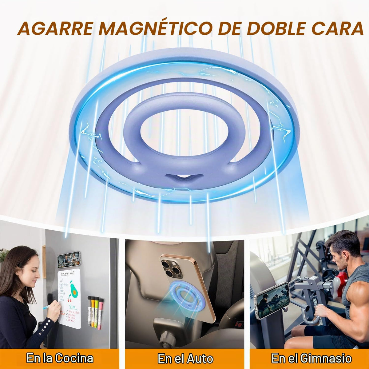 Agarre Magnético Ultradelgado Vitomas Ultramarino con Anillo Doble para iPhone