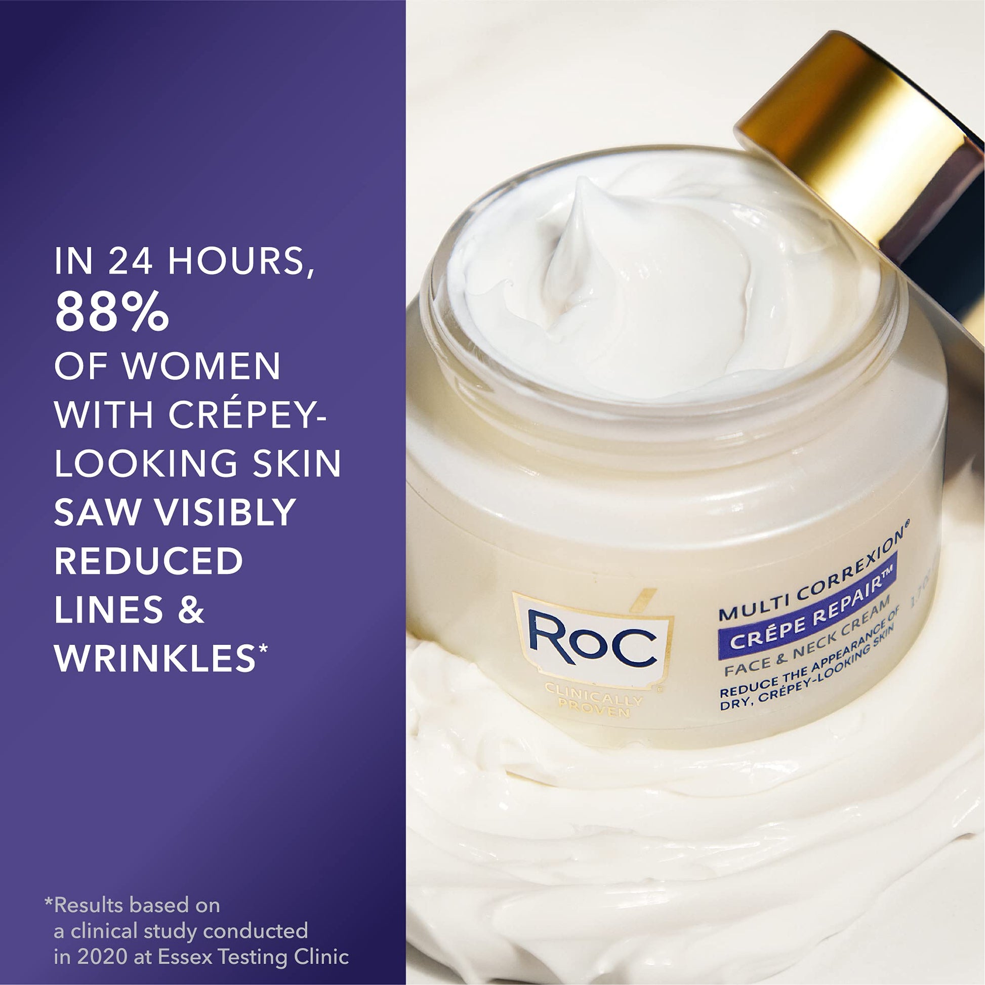RoC Crepe Repair Anti Aging Daily Face Moisturizer & Neck Firming Cream (1.7 oz) + RoC Retinol Wrinkle Smoothing Capsules (7 CT), Skin Care Treatment