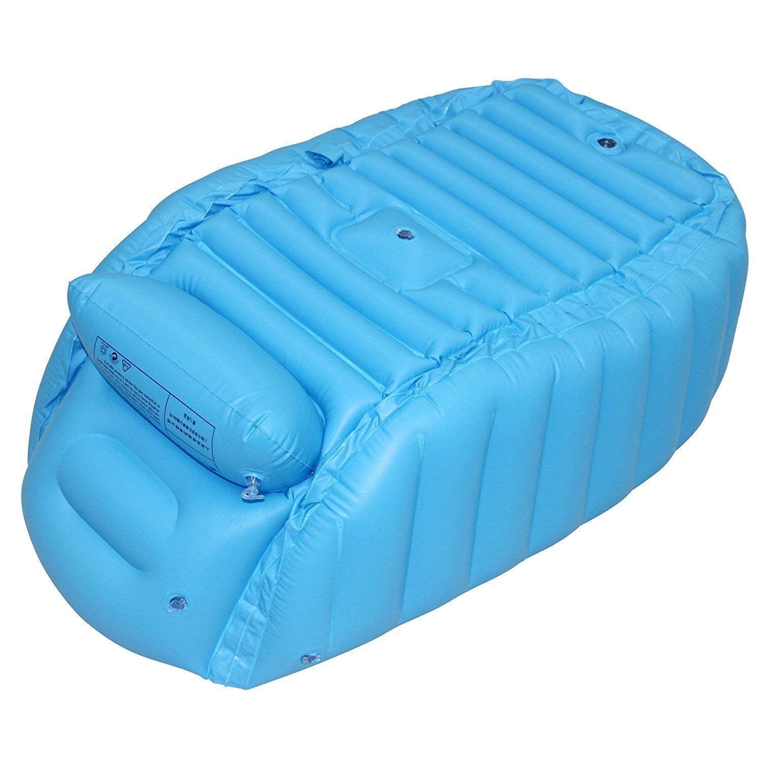 Bañera inflable para bebé, tina de viaje antideslizante portátil para niños pequeños, alberca gruesa plegable para baño con bomba de aire, azul
