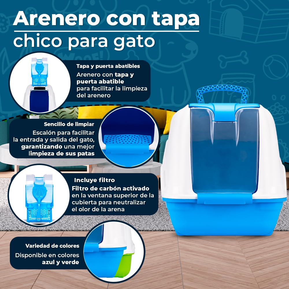 Fancy Pets Arenero con Tapa y Puerta Abatible para Gato Tamañi Chico