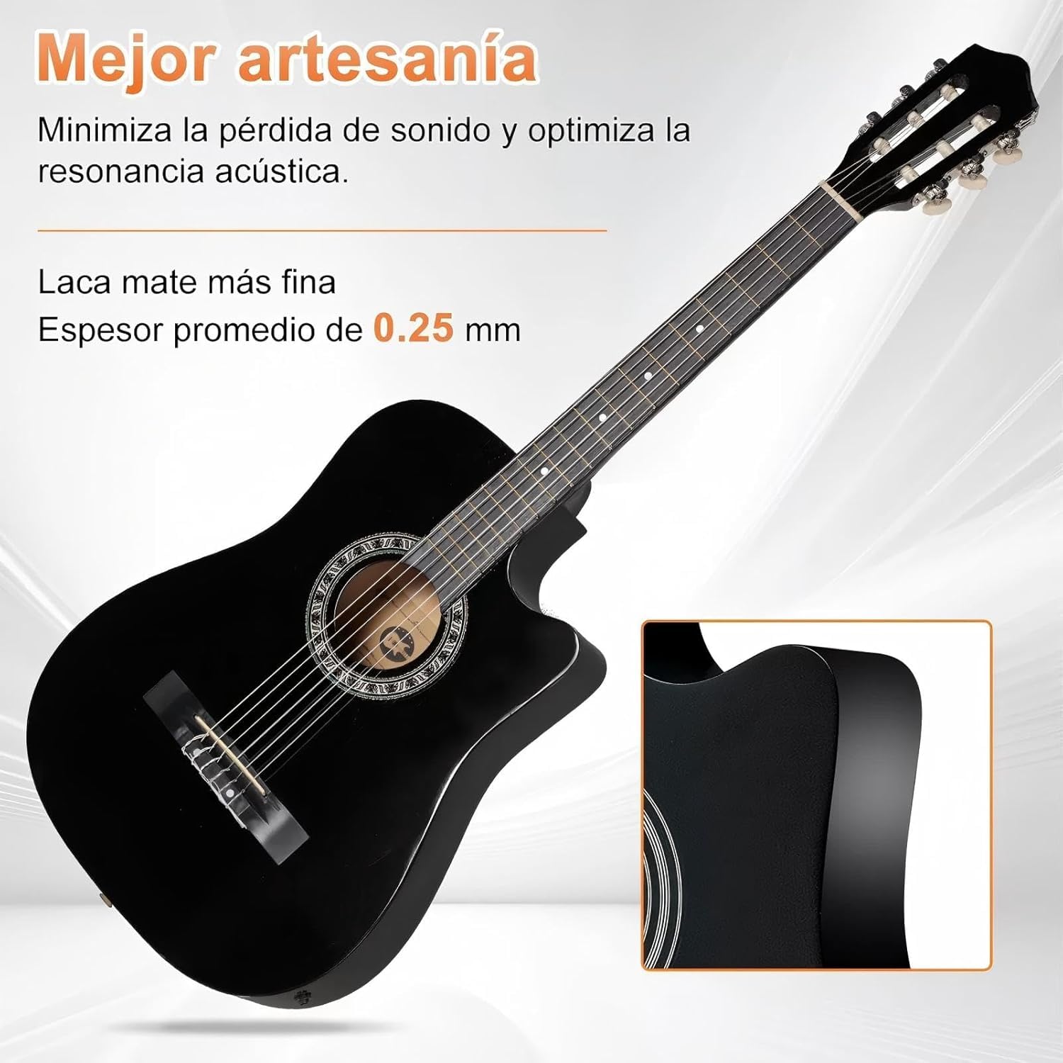 Guitarra Electrica Acustica 38", 6 Cuerdas de Metal, Cuerpo de Madera de Tilo, con Ecualizador de 4 Bandas, Incluye Funda, Afinador, Cuerdas de Repuesto y Más, Adecuada para Expertos y Principiantes