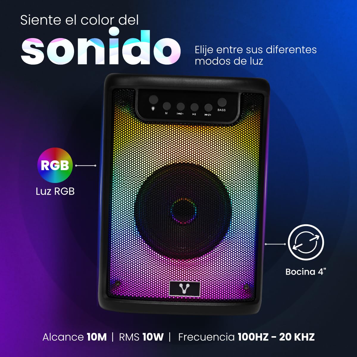 Bocina Karaoke Vorago KSP-205 Bluetooth 5.3 Luces RGB para Fiestas