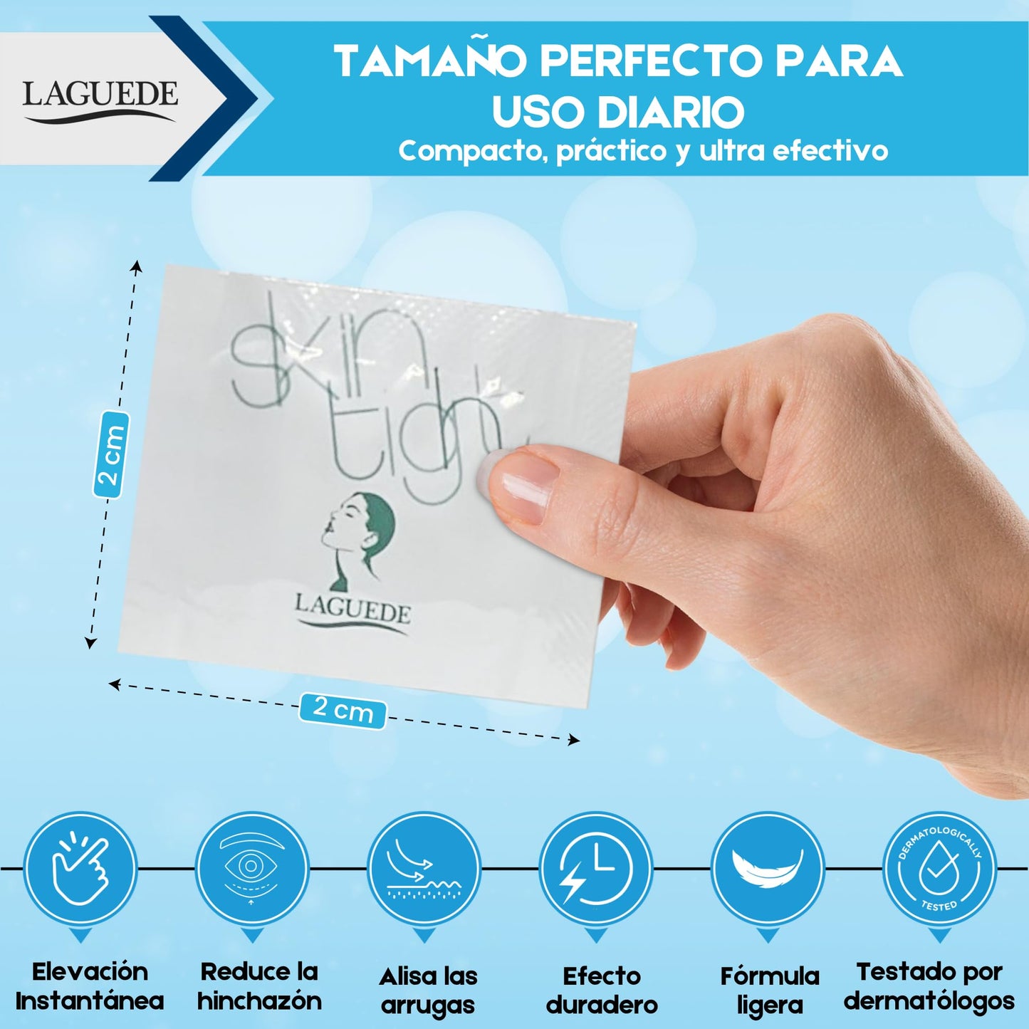 Skintight. Gel Eliminador Bolsas de Ojos Con Efecto Lifting Tensor Quita y Desinflama Bolsas Ojeras Líneas De Expresión y Arrugas - Gel Eye Tightener Para Mujeres y Hombres Apto Todo Tipo de Piel (5 sobres)