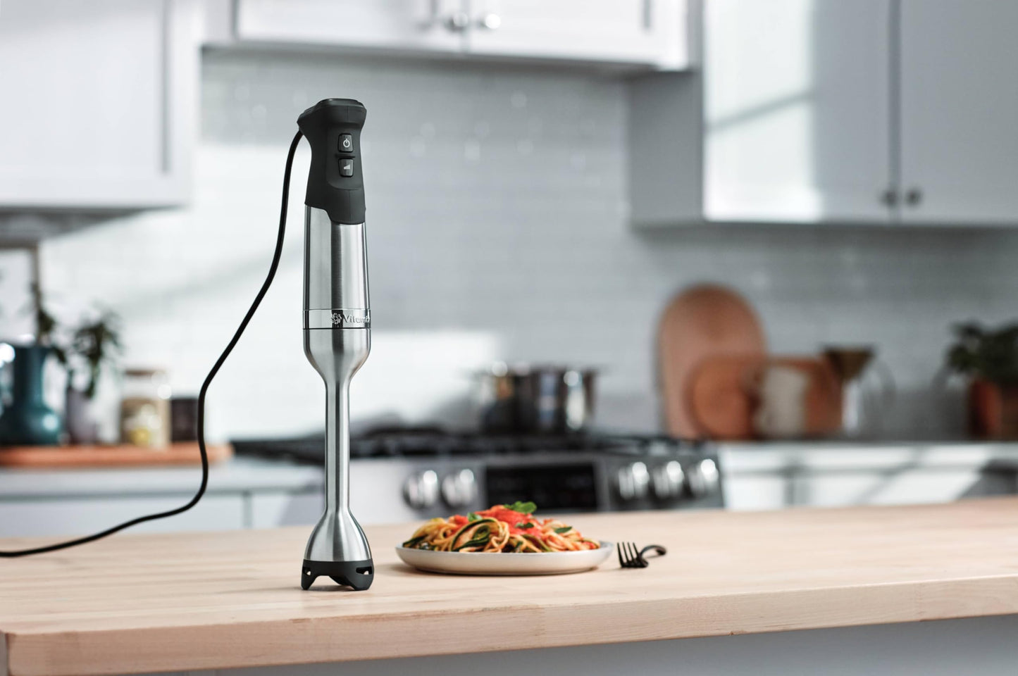 Vitamix Batidora de inmersión de 5 velocidades, motor de 625 vatios, operación con una sola mano, cable de 5 pies, acero inoxidable/negro