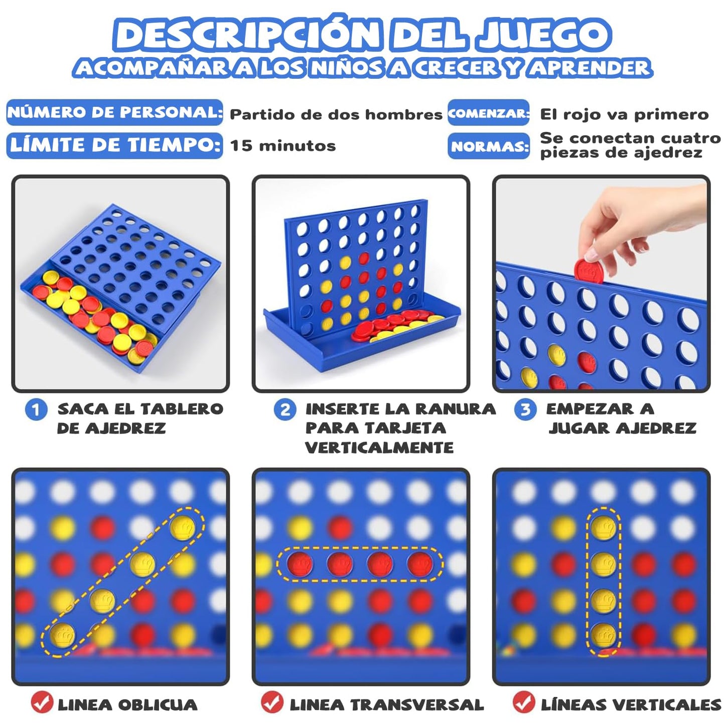Juego de Mesa TYWGZVZ Clásico Conecta Estrategia para Niñas y Niños