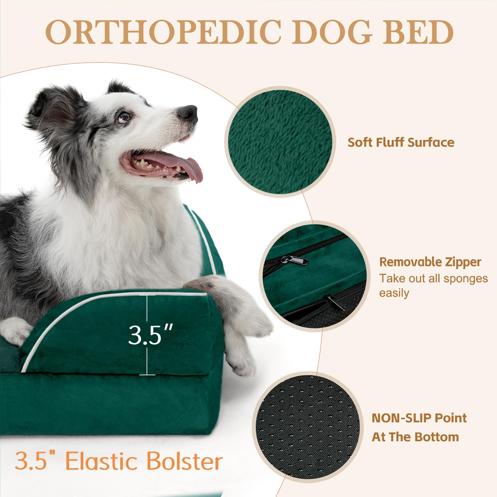 Comfort Expression - Camas para perros pequeños, impermeables, de espuma ortopédica para perros pequeños, cómoda cama para mascotas, con funda extraíble lavable y parte inferior antideslizante (XS