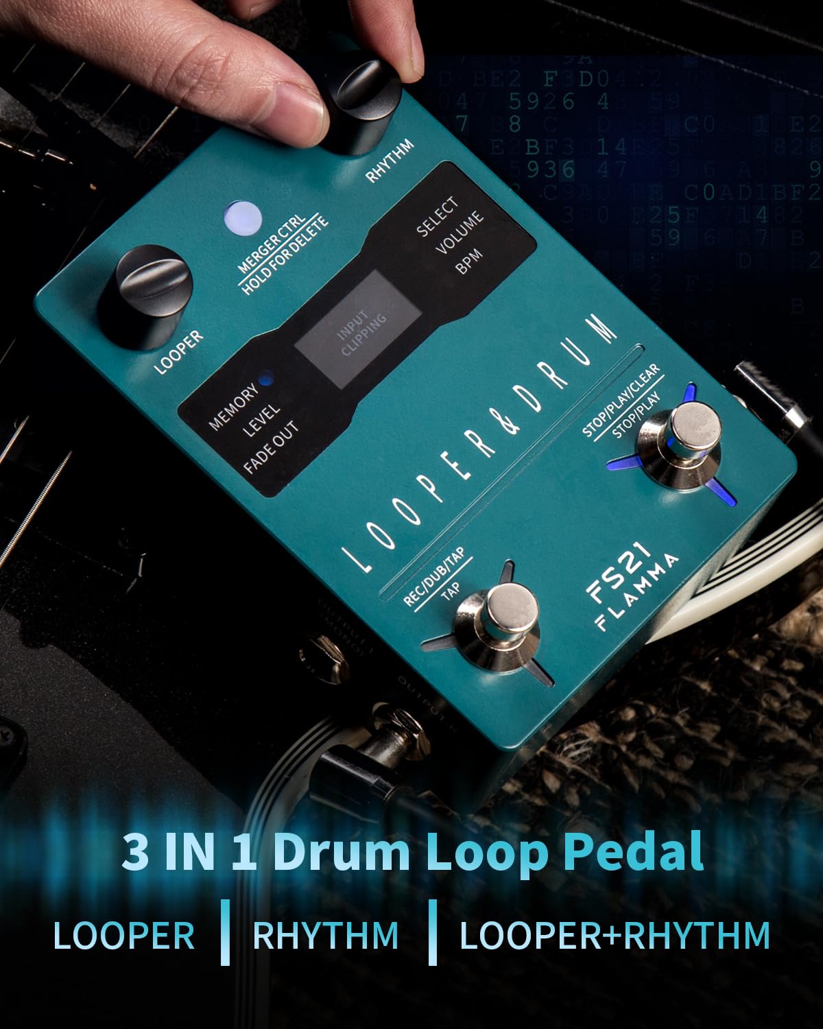Máquina de Pedal Estéreo FLAMMA FS21 Generador de Bucle para Guitarra y Batería con Pantalla y Capacidad de Grabación en Bucle de 160 Minutos