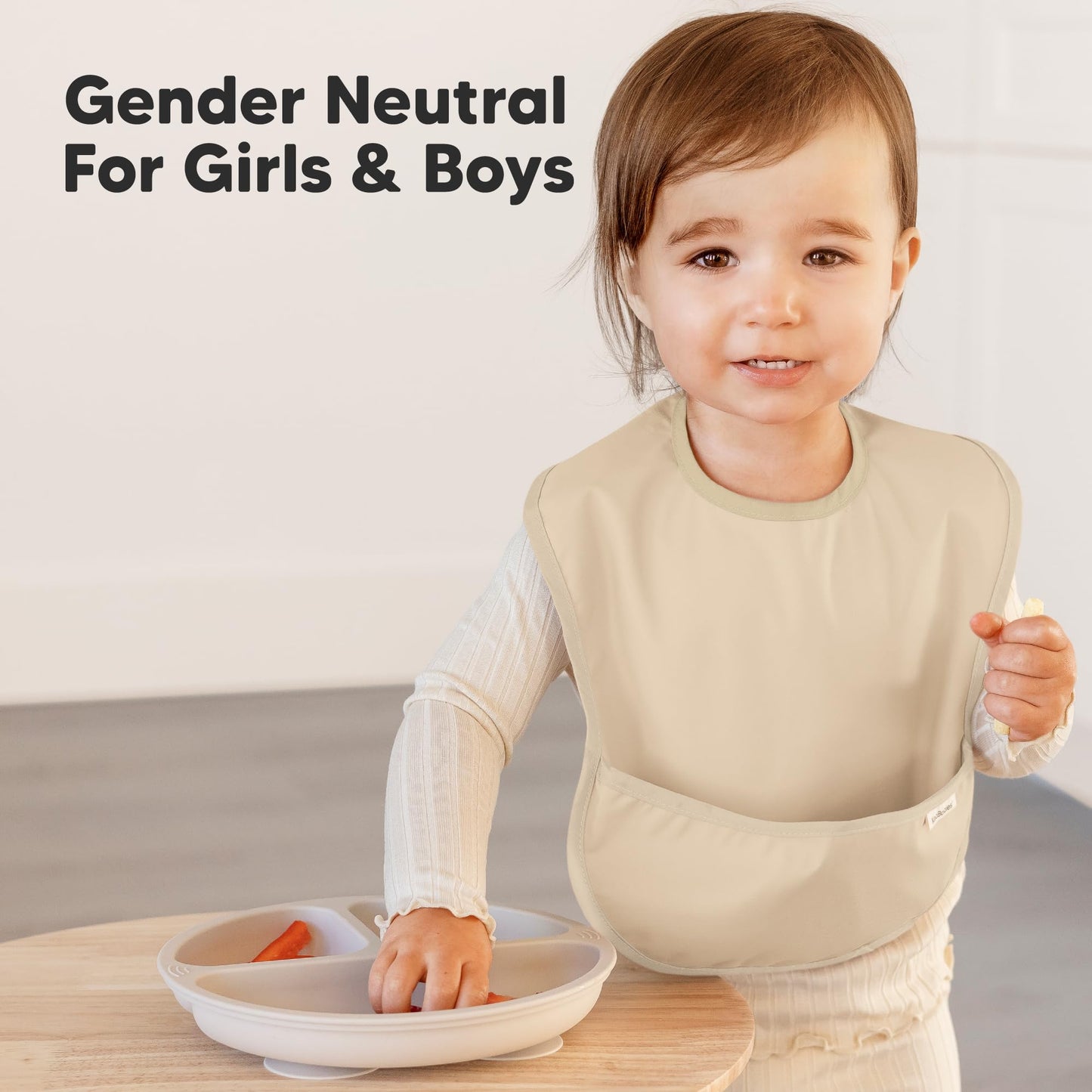 KeaBabies - Paquete de 3 baberos impermeables para comer – Baberos ligeros de alimentación para niños pequeños con gran colector de alimentos, a prueba de desorden, esenciales para comer bebés de
