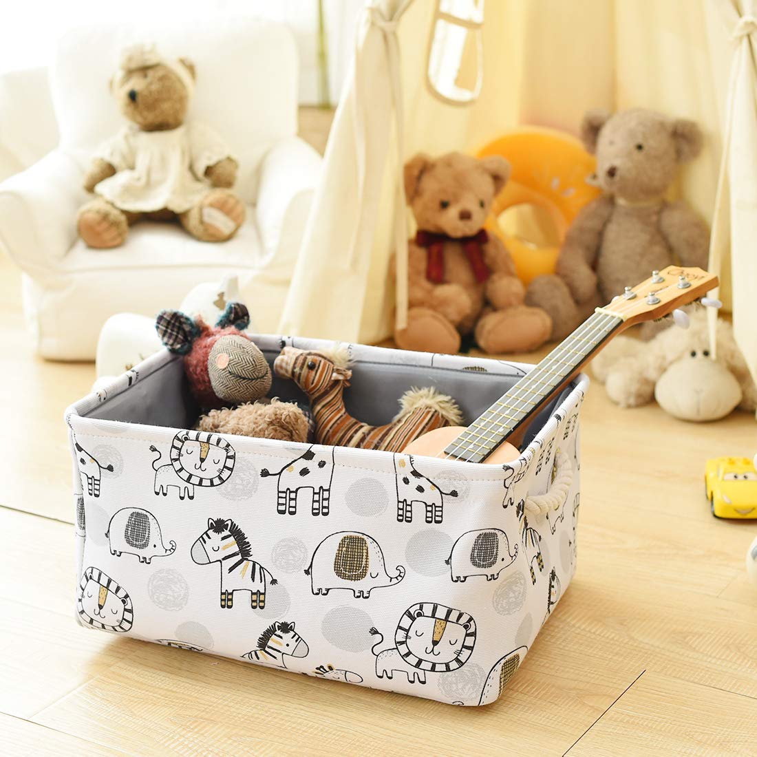INough Canastas de juguetes para niños, organizador de juguetes, canasta de almacenamiento para niños, decoración para habitación de bebé, canastas de lavandería con cordón de girafa, regalos para el