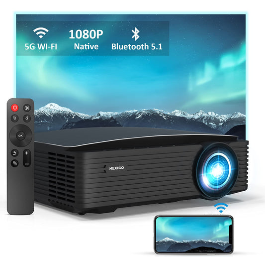 Proyector NexiGo 1080P Blanco Wi-Fi 5G Bluetooth Reacondicionado