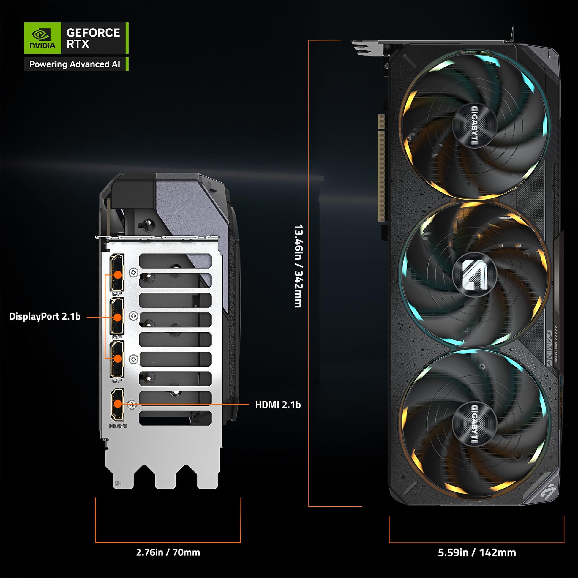GIGABYTE Tarjeta gráfica GV-N5080GAMING OC-16GD con NVIDIA GeForce RTX 5080, 16 GB GDDR6X, 2295 MHz, PCIe x16, DisplayPort, para Ordenador de escritorio