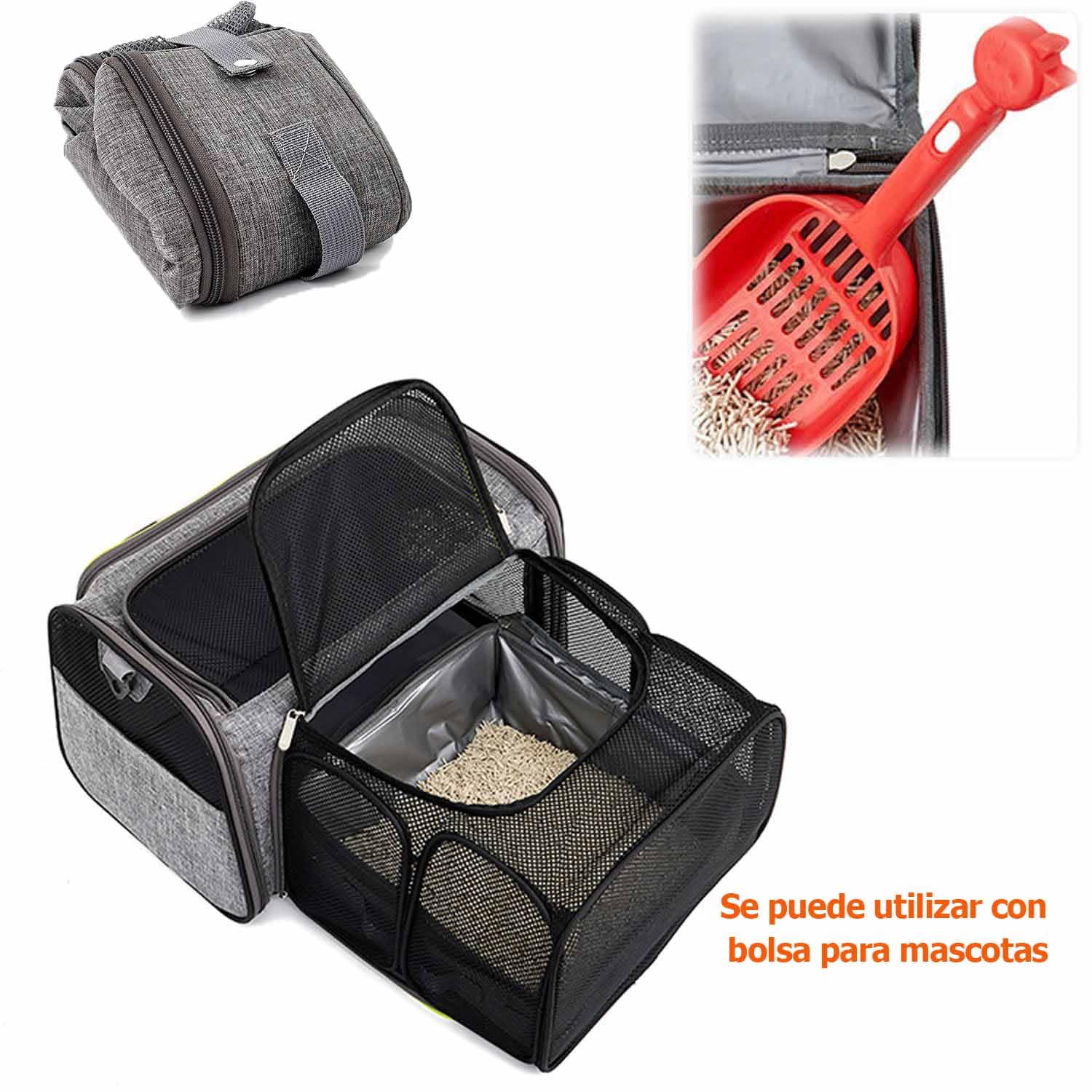 JAKLENA22 Arenero para Gato, con Pala para Arena de Gato,Caja de Arena para Gatos Portátil de Plegable, Impermeable, Sin Fugas, Ligera, para Viajes, Camping,Viajes por Carretera (30 x 30 x 11cm)