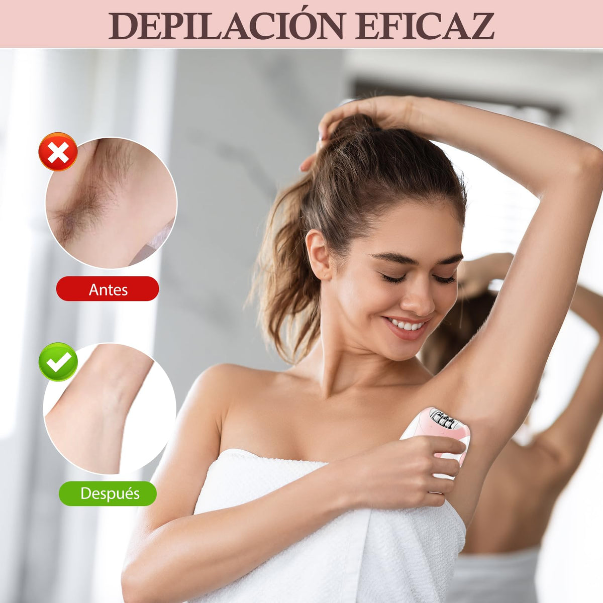 CAVIGLTE Depiladora Mujer, Depiladora Electrica Mujer, Maquina Depiladora Mujer para Axilas, Brazos, Piernas, Alrededor de los Labios