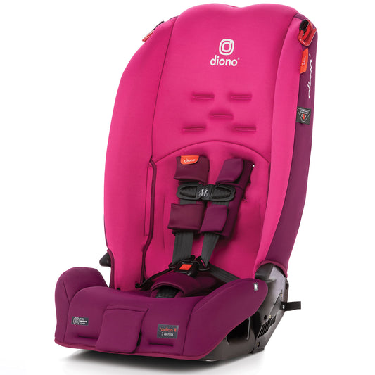 Diono Radian 3R, asiento de coche convertible 3 en 1, orientado trasero y orientado hacia adelante, asiento de coche de 10 años, ajuste delgado de 3 pulgadas, flor rosa
