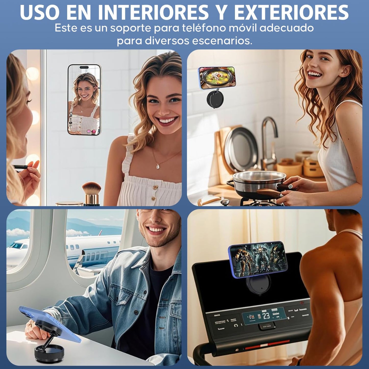 Garselay Vacuum Magnetic Phone Holder, Soporte de Teléfono para Coche, 360° Rotating Magnetic Porta Celular, Plegable y Retráctil Doble Cara Magnética para Coche, Casa, Oficina y Gimnasio (Negro)