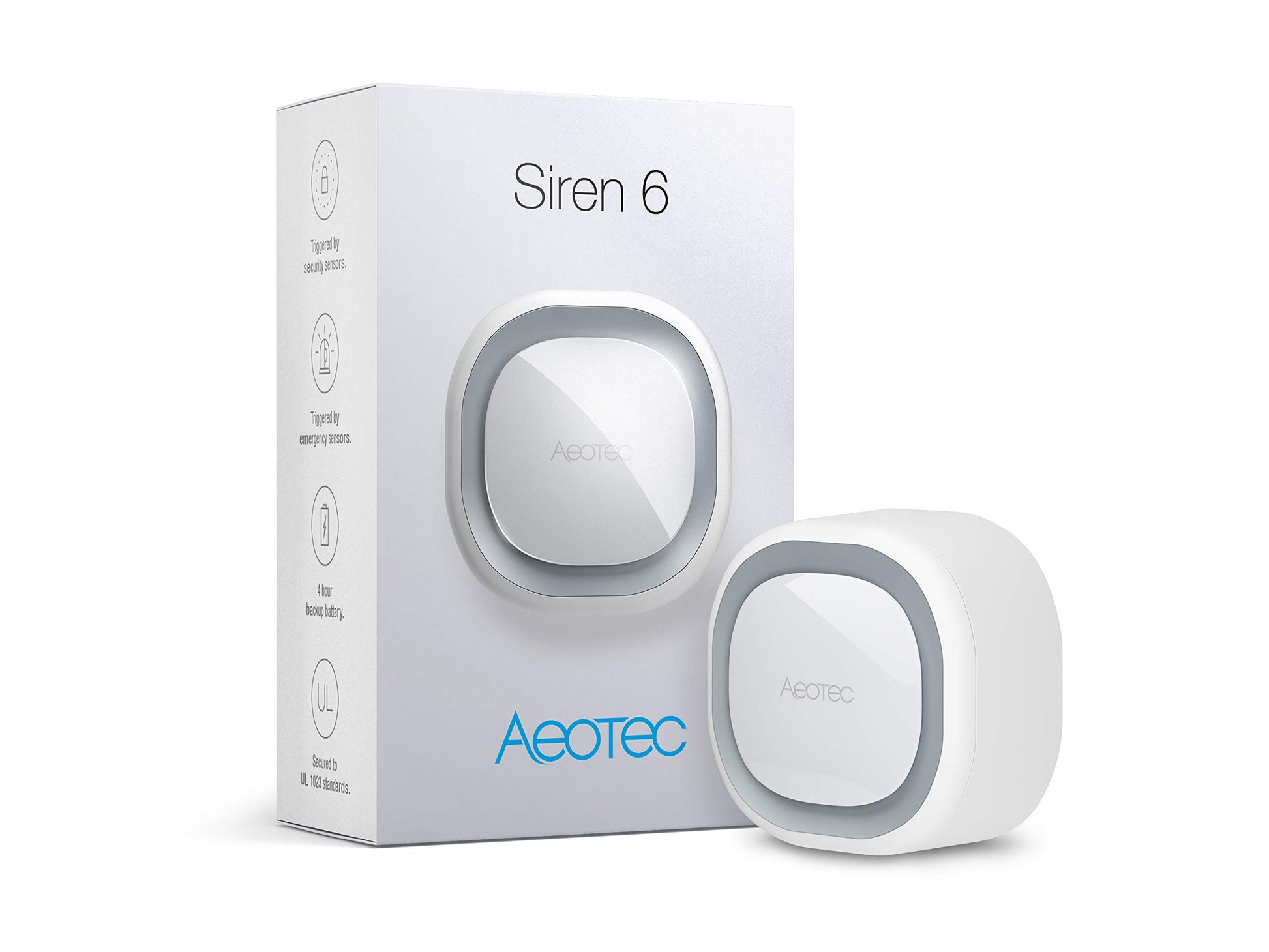Sirena Aeotec Z-Wave Plus S2 Montada en Pared con Altavoz de Seguridad 110 dB y Batería de Respaldo