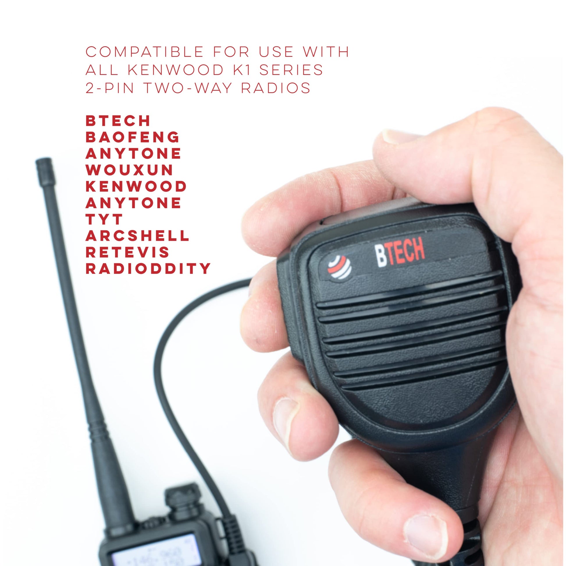 BTECH QHM22 Platinum Series IP54 - Micrófono de Altavoz para Radio BaoFeng, Kenwood