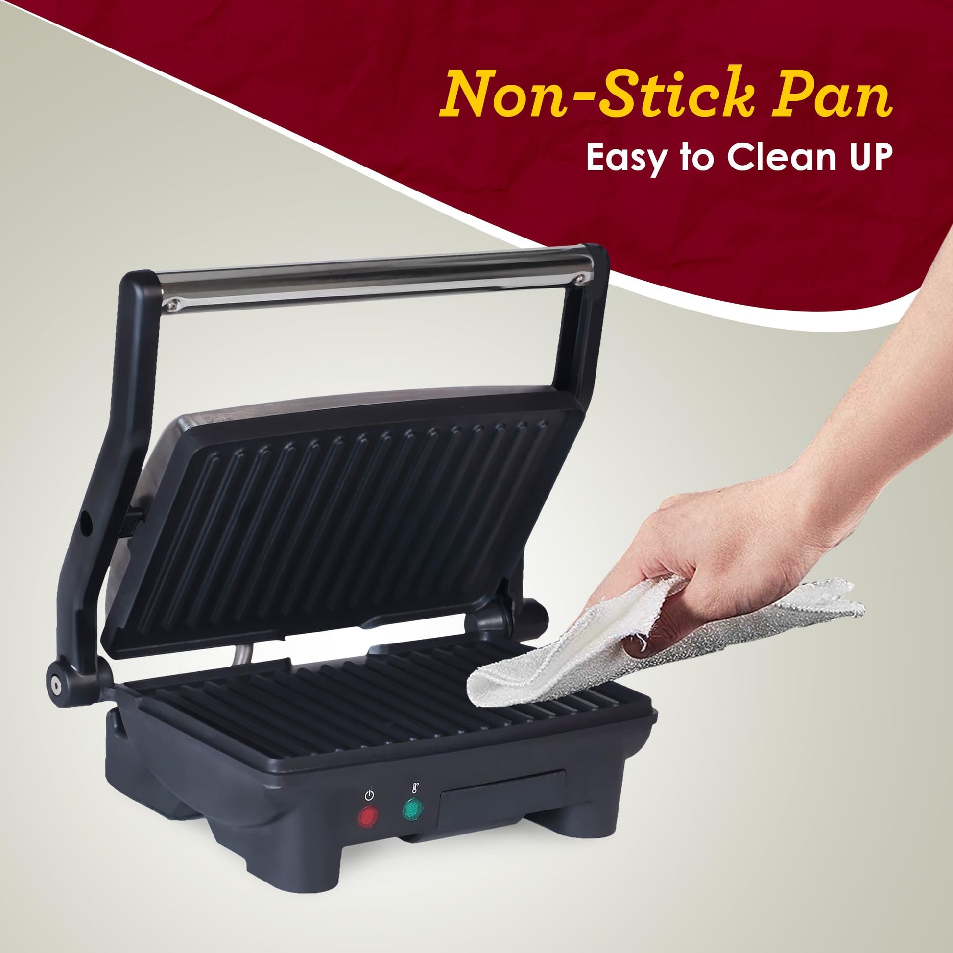 Elite Gourmet EPN-2976# 2 en 1 parrilla antiadherente Panini Press & Indoor Grill, abre una sandwichera gourmet de 180 grados, bisagra flotante para todos los alimentos, parrilla de contacto con