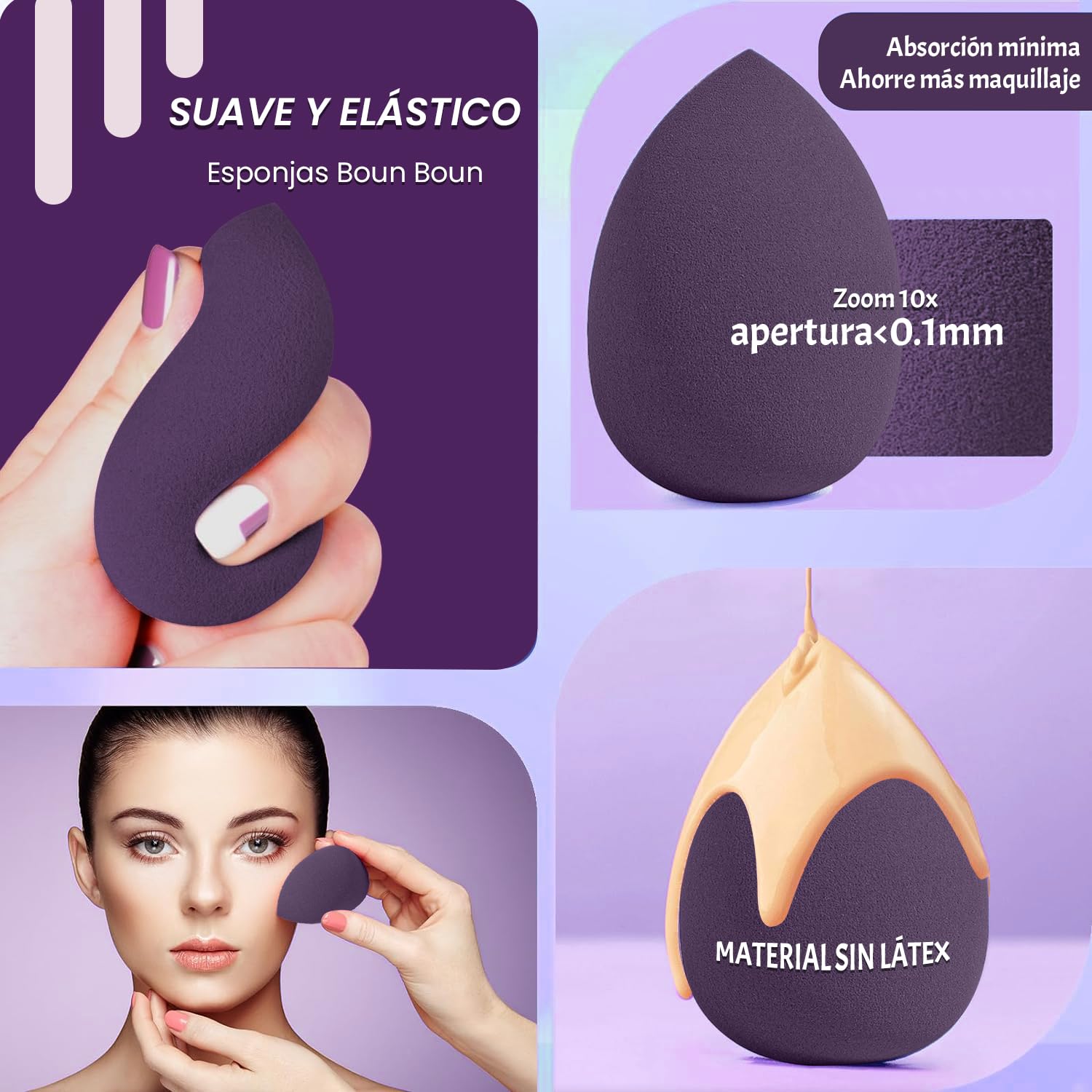 Esponjas de maquillaje: Set de 8 piezas con 3 formas disponibles para uso en maquillaje facial. Ideal para aplicación en seco y húmedo. Beauty Blender para un acabado impecable. ¡Compra ahora en línea!